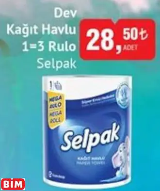 SELPAK DEV KAĞIT HAVLU 1=3 RULO SELPAK DEV KAĞIT HAVLU 1=3 RULO